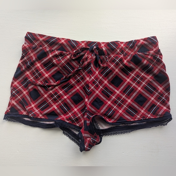 La Vie en Rose Diagonal Plaid Super Soft Pajama Shorts - Picture 5 of 7